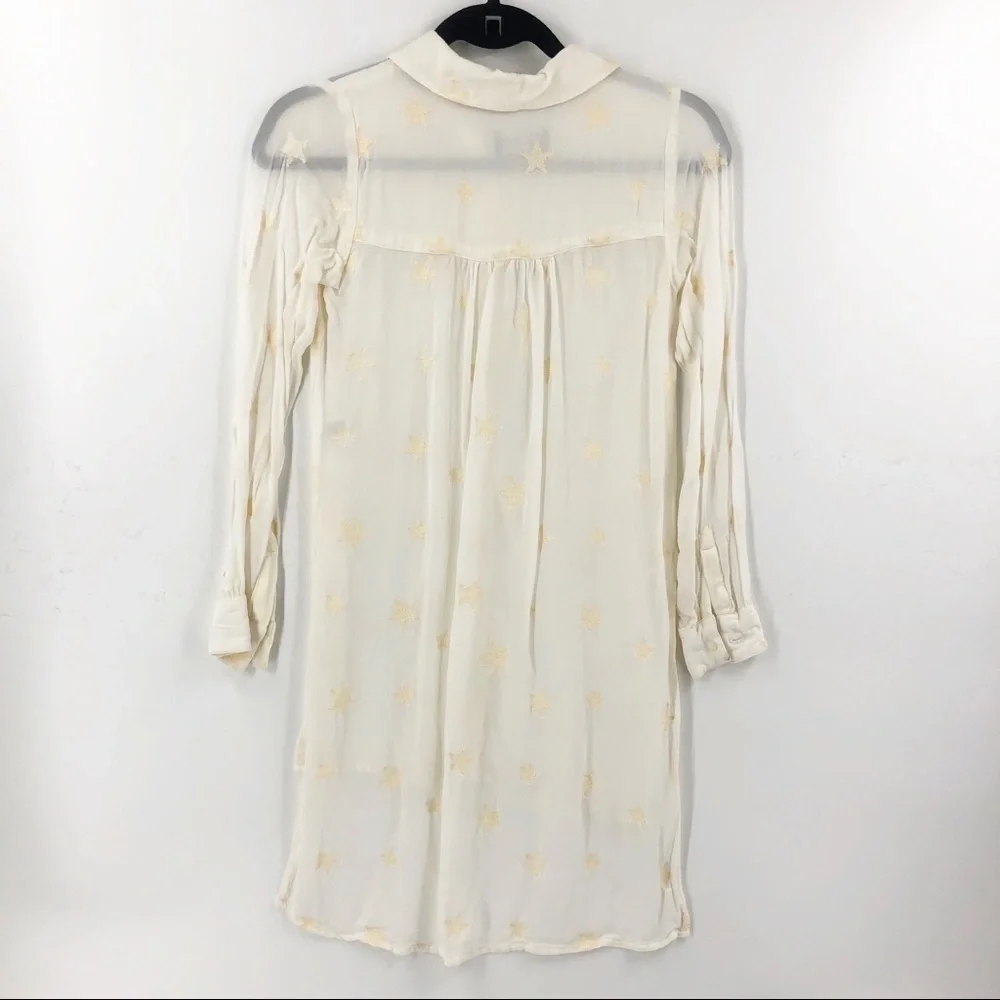 ✅ Michael Stars Star‎ Embroidered Long Sleeve Top SEMI-SHEER SIZE X-SMALL - Picture 6 of 8